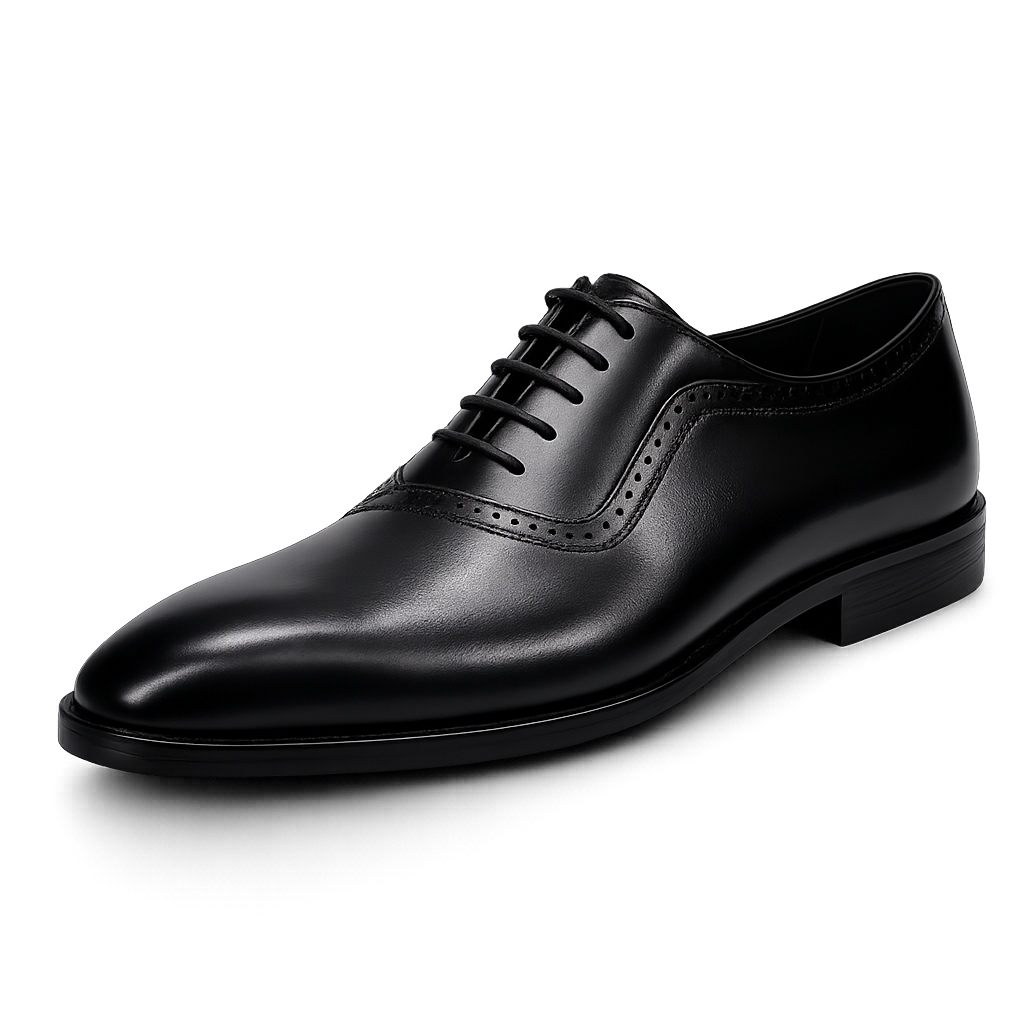 Block Heel Oxford Shoes — British Pointed Toe Leather Formal