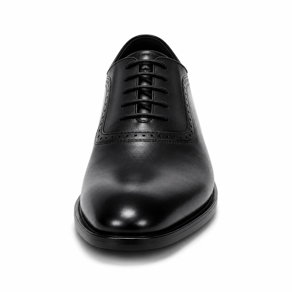 Block Heel Oxford Shoes — British Pointed Toe Leather Formal