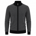 Cashmere Zip Sweater — Jacquard Contrast Collar