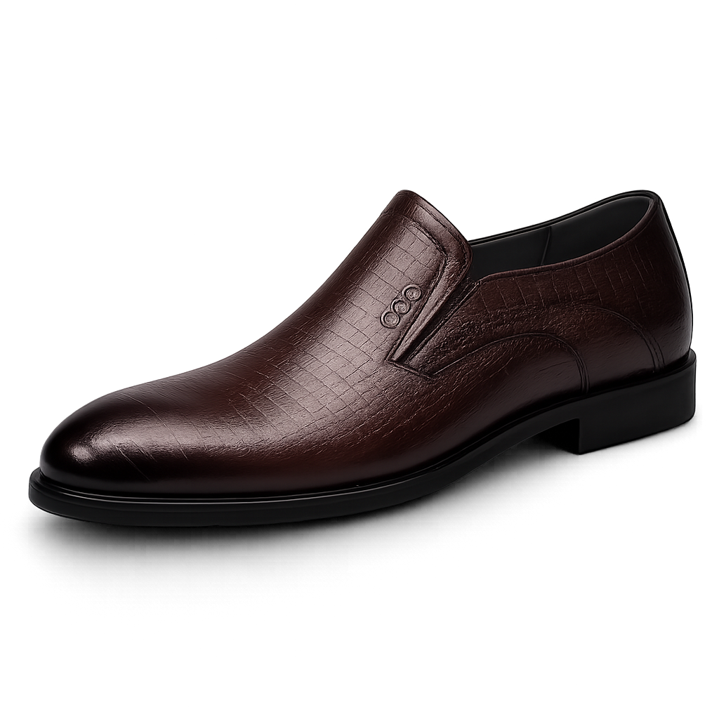 Elevated 6.5CM Slip-On Derby Shoes — Concealed Lift Business Leather