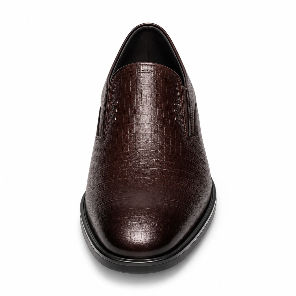 Elevated 6.5CM Slip-On Derby Shoes — Concealed Lift Business Leather
