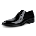 Glossy Pointed Toe Oxford Shoes — Mirror Leather Wedding Lace-Up