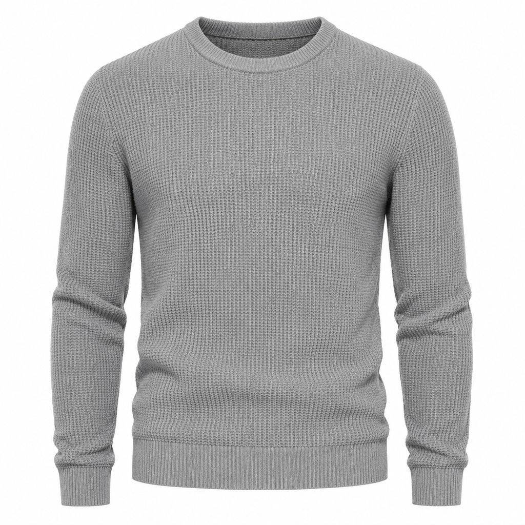 Korean Cashmere Crew Neck Sweater — Ribbed Luxe
