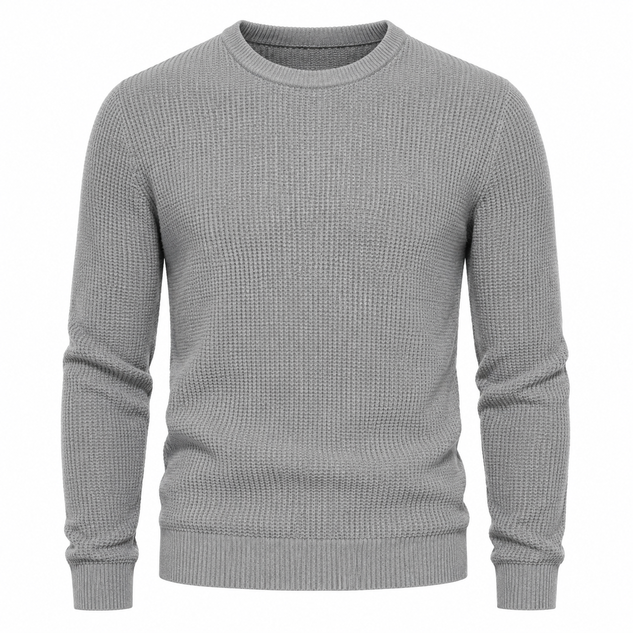 Korean Cashmere Crew Neck Sweater — Ribbed Luxe