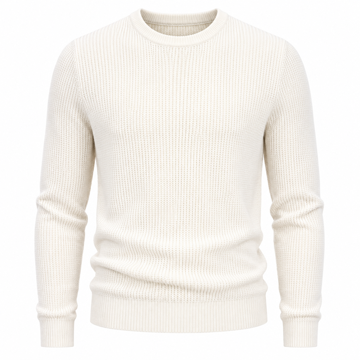 Korean Cashmere Crew Neck Sweater — Ribbed Luxe