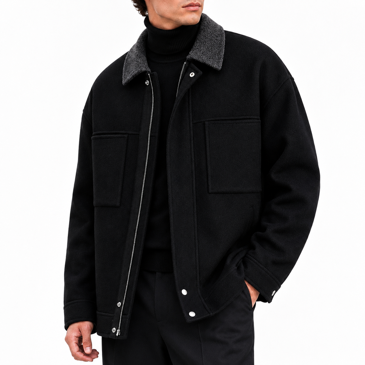 Lambswool Chore Jacket — Double-Face Oversized