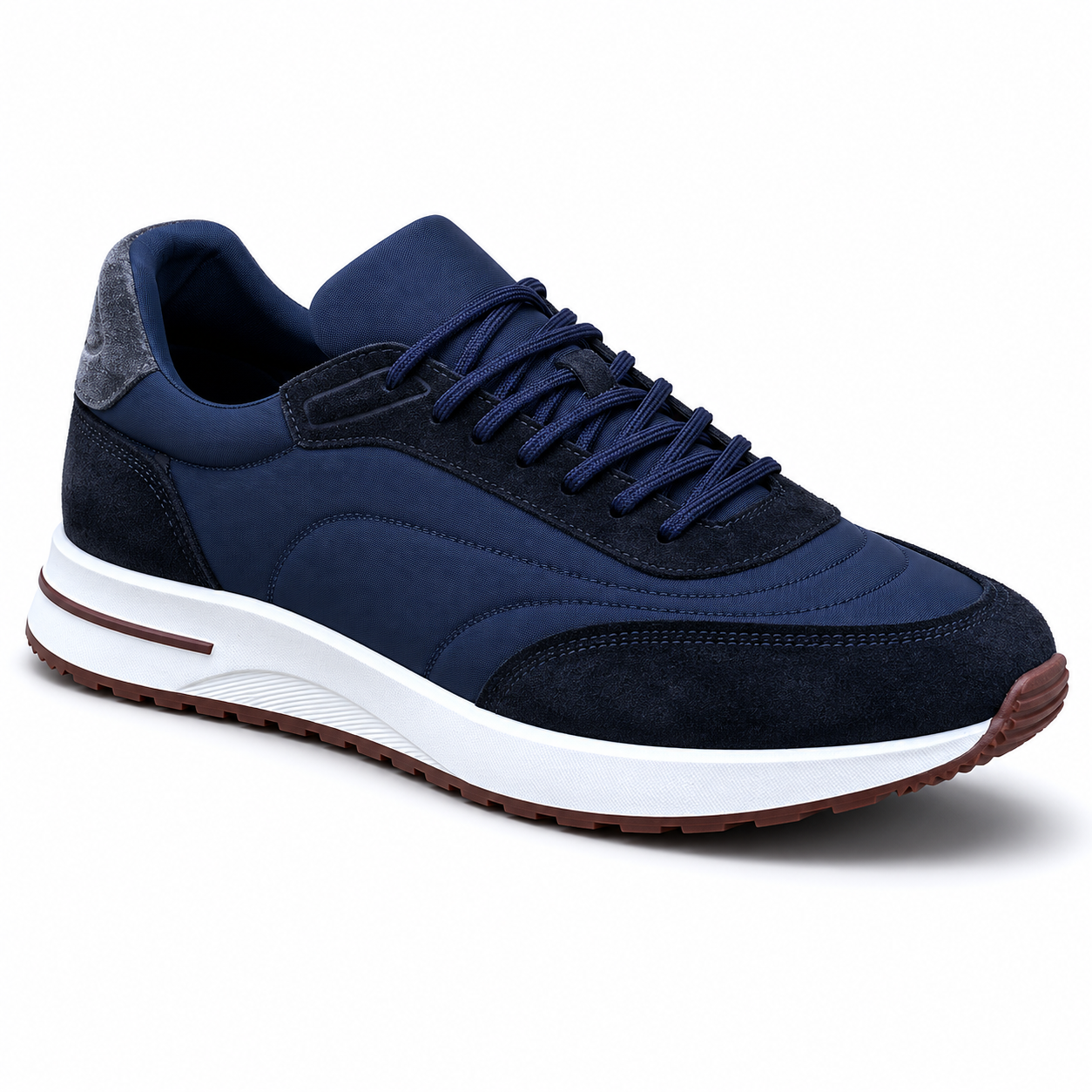 Monaco Suede Business Sneakers — Contrast Panel Low-Top Edition