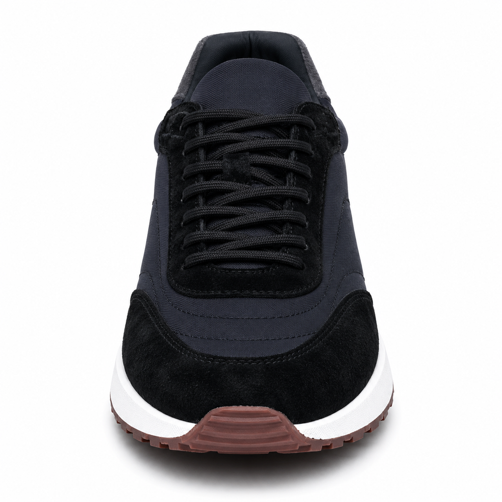 Monaco Suede Business Sneakers — Contrast Panel Low-Top Edition
