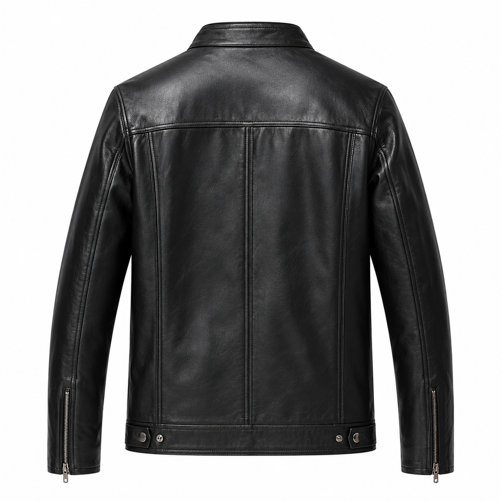 Moto Leather Jacket — Quilted Panel Zip-Up Biker
