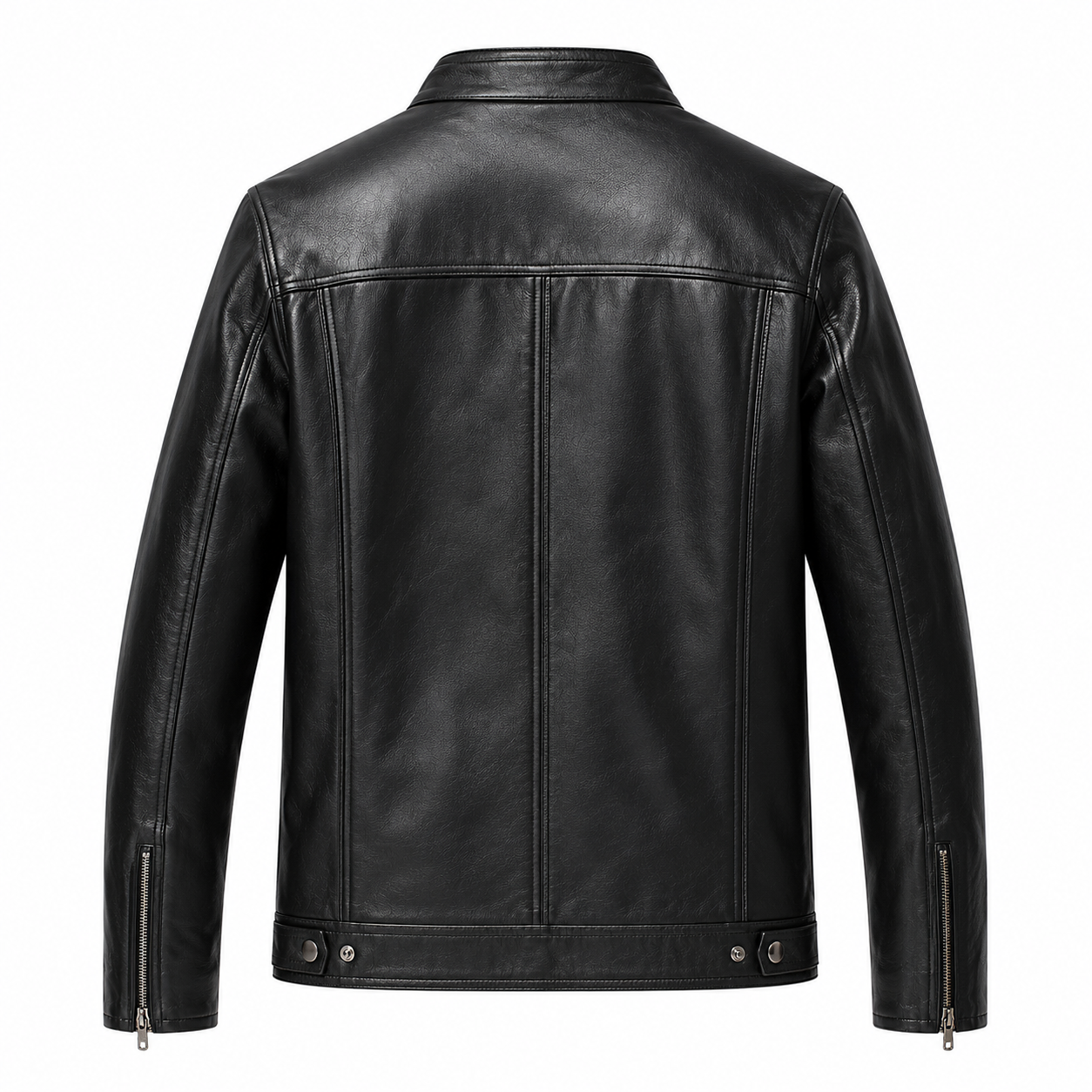 Moto Leather Jacket — Quilted Panel Zip-Up Biker
