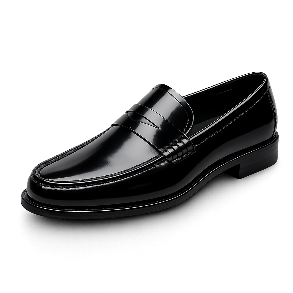 Patent Leather Round Toe Loafers — Comfort Slip-On Formal