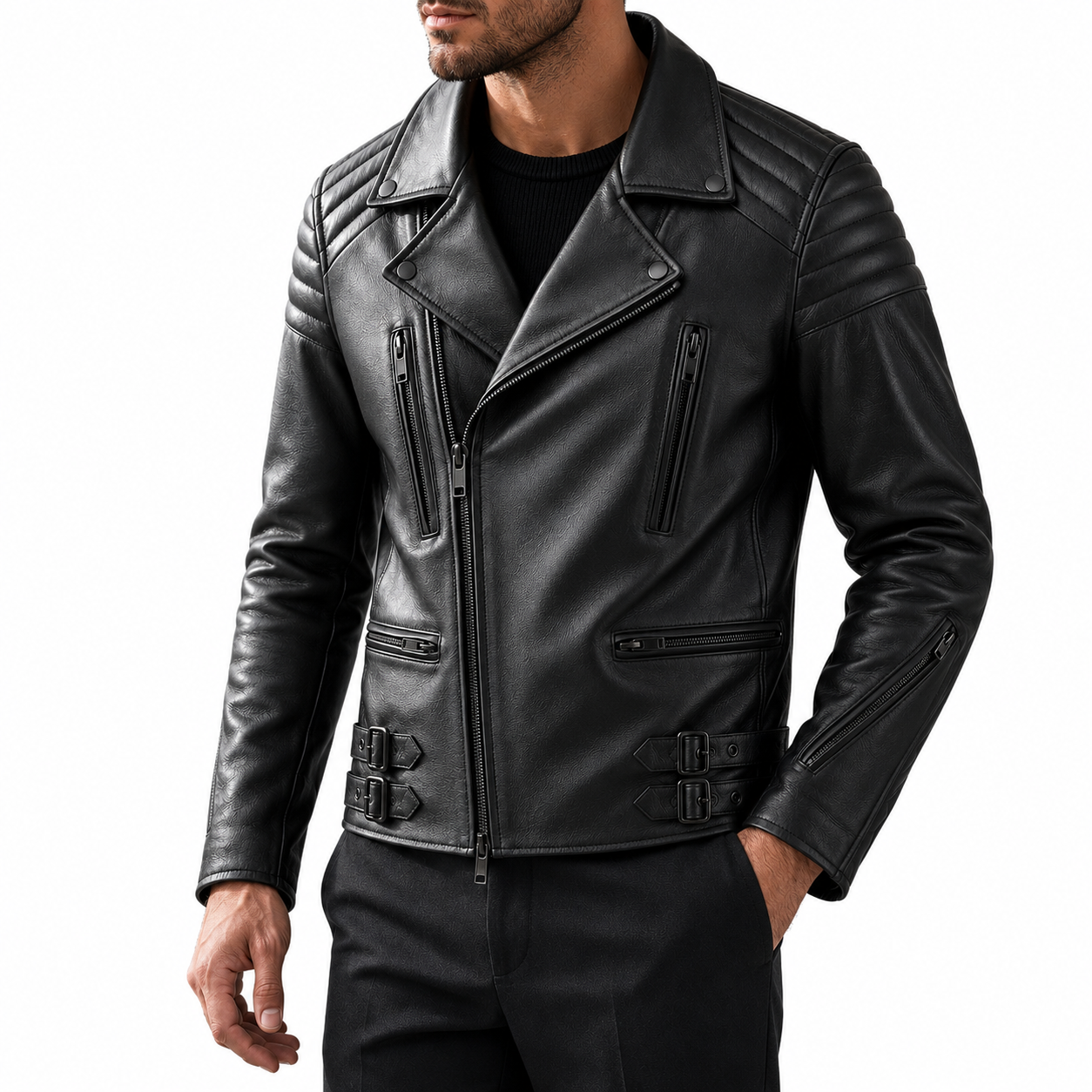 Phantom Moto Leather Jacket — Quilted Noir