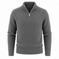 Pure Wool Half-Zip Sweater — Ribbed Turtleneck Thick Knit