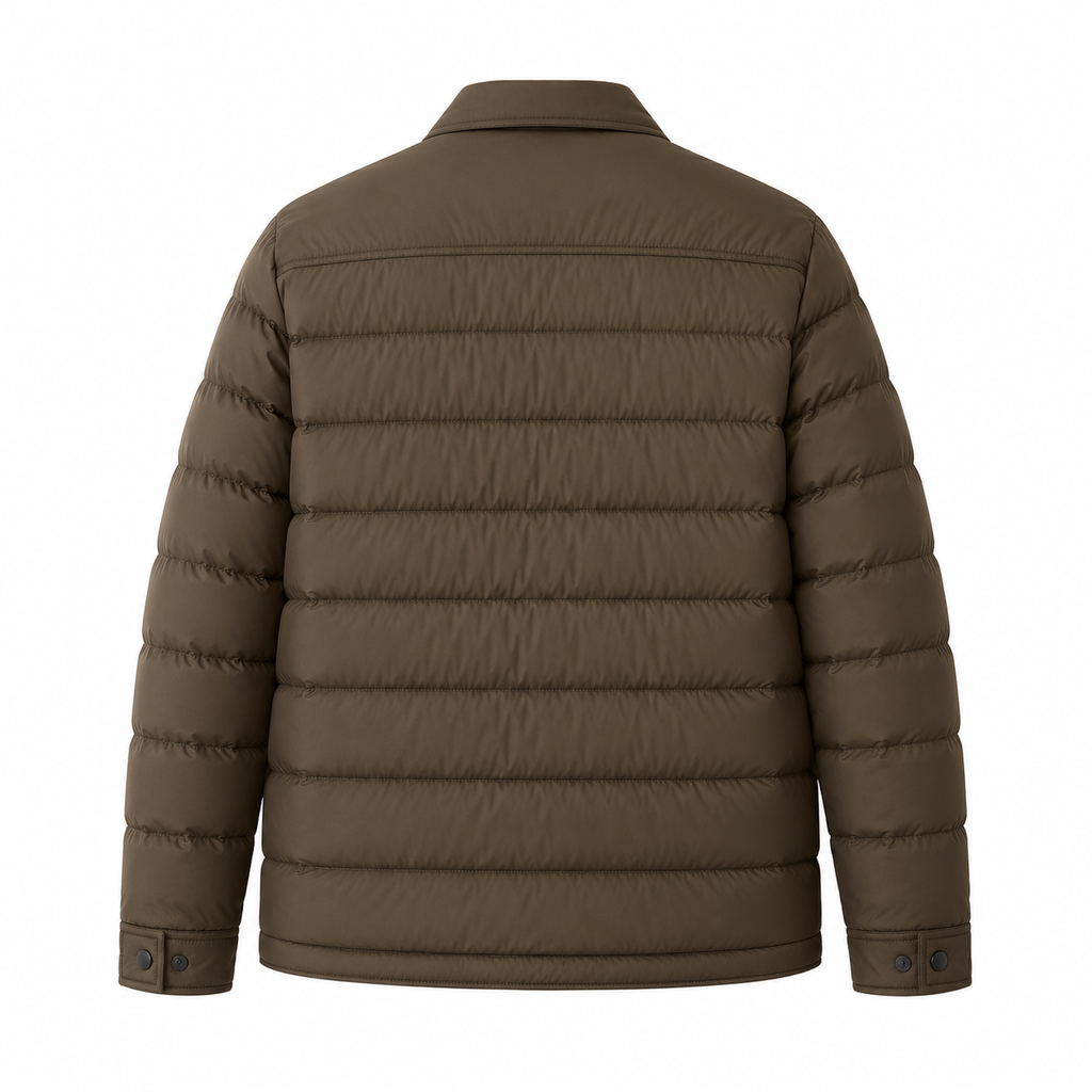 Quilted Cotton Shirt Jacket — Snap Button Slim Structured