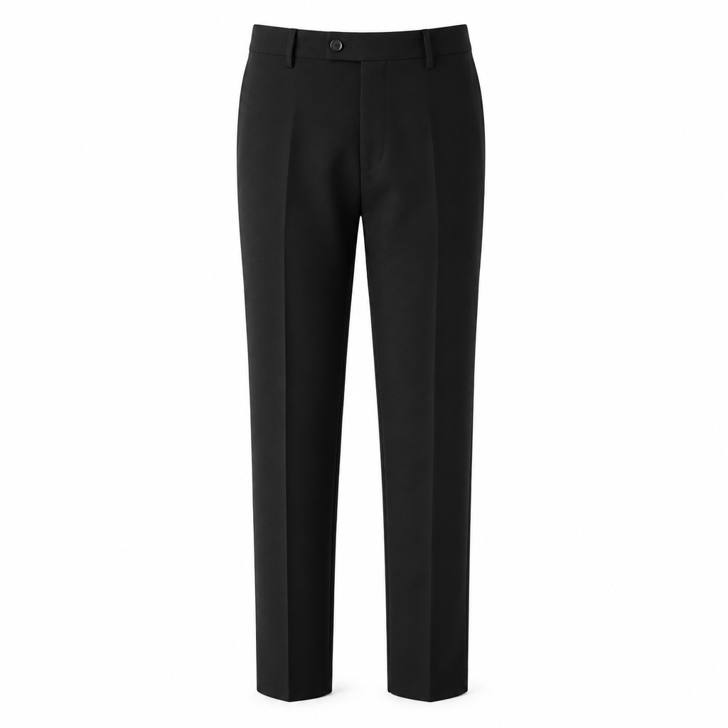 Slim Fit Elastic Commuter Trousers — Straight Leg Tailored
