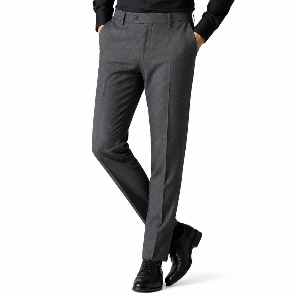 Slim Fit Elastic Commuter Trousers — Straight Leg Tailored