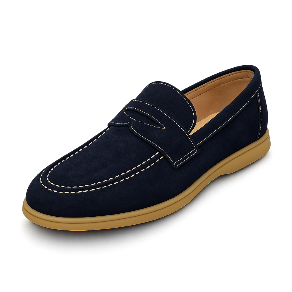 Suede Round Toe Penny Loafers — Slip-On Casual Luxury