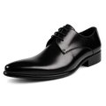 Top-Grain Leather Pointed Toe Derby Shoes — Breathable British