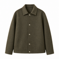 Wool Bouclé Coach Jacket — Snap Button Lapel Oversized