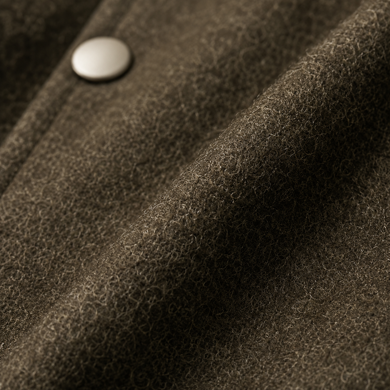 Wool Bouclé Coach Jacket — Snap Button Lapel Oversized